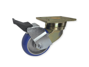 5″ x 2″ Maintenance Free Swivel Caster, (KN) KINETIC® Wheel, High Performance Extended Swivel Lead - 4-1/2" x 6-1/4", Face Contact Brake